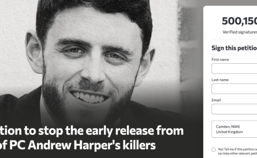 PC Harper petition surpasses 500,000 signature milestone as Britons urge Andy Burnham NOT to release officer's killers early from prison