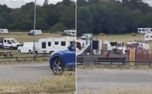 Travellers smash through locks to set up illegal encampment on popular local park as residents fume