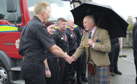 King Charles braves the rain as Scottish town celebrates 800-year royal milestone