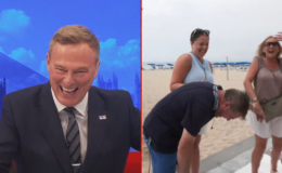 WATCH: Dougie Beattie pulled away by Benidorm holidaymaker in hilarious moment - 'You're going to get me divorced!'