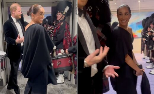 Meghan Markle jokes 'my husband loves bagpipes' as Harry joins in with musicians at gala