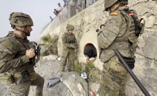 Watch the moment African migrant hiding in pipe caught by Spanish army during Ceuta deportations