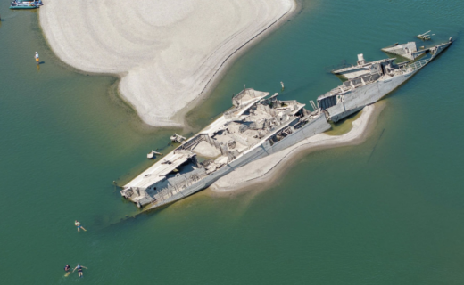 Sunken Nazi warship resurfaces as drought causes huge dip in water levels