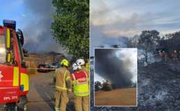 Massive grassfire breaks out next to busy park in London as locals issued urgent warning