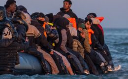 Mega-dinghy carrying dozens of illegal migrants catches fire while crossing Channel