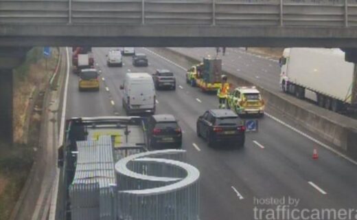 M1 chaos: Drivers face miles of traffic and hour-long delays as overturned lorry blocks motorway