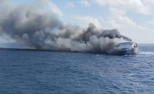 Five dead and dozens missing after colossal fire engulfs Indonesian ferry while at sea