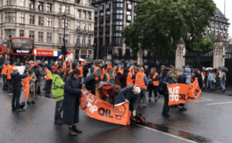 Just Stop Oil stage major demonstration outside Parliament during Andy Burnham's first PMQs as protest group causes mayhem in central London