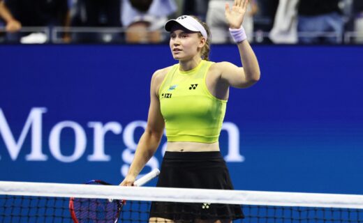 Elena Rybakina reacts after US Open crowd empties following Coco Gauff victory