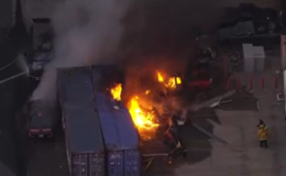 Chaos in LA as helicopter smashes into cars just yards from horror bus crash that killed two