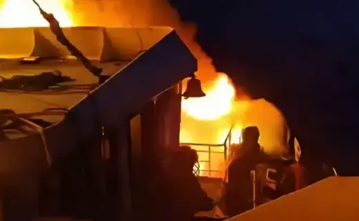Dozens feared dead after ferry bursts into flames off coast of Philippines